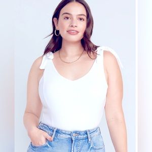 Old Navy V-Neck Tie Shoulder Ribbed Bodysuit